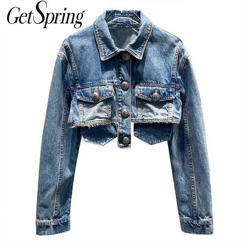 GetSpring Women Denim Coat Long Sleeve Jean Jacket Jackets Loose Short Tops Outerwears Spring Autumn 210601, Blue
GetSpring Women Denim Coat Long Sleeve Jean Jacket Jackets Loose Short Tops Outerwears Spring Autumn 210601, Blue
