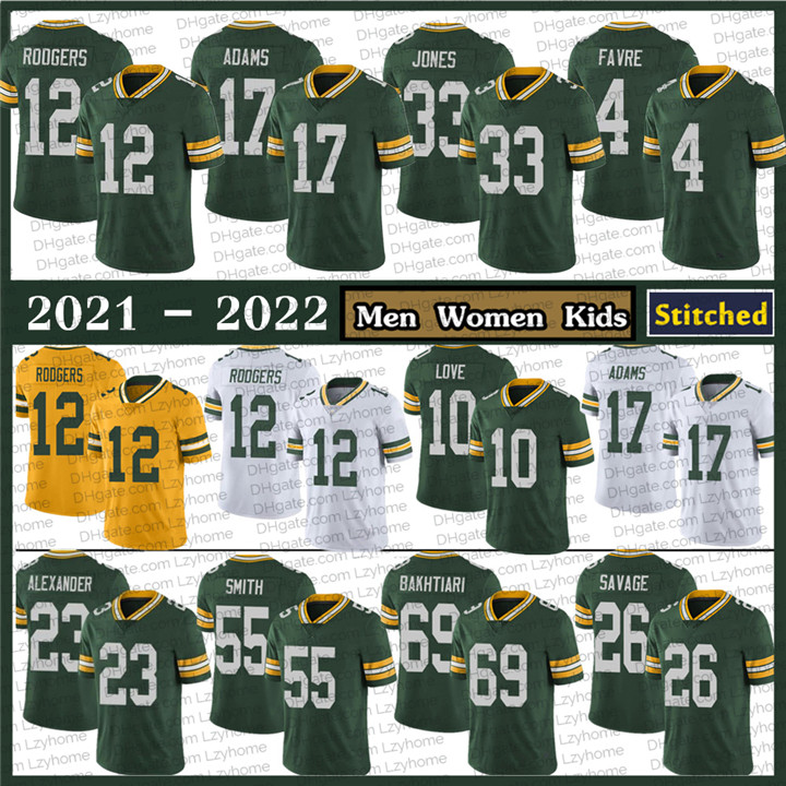 Stitched 33 Aaron Jones 12 Rodgers Football Jerseys 69 David Bakhtiari Darnell Savage 55 Za'Darius Smith 23 Jaire Alexander 17 Davante Adams Brett Favre men women kids, My store(lzyhome)