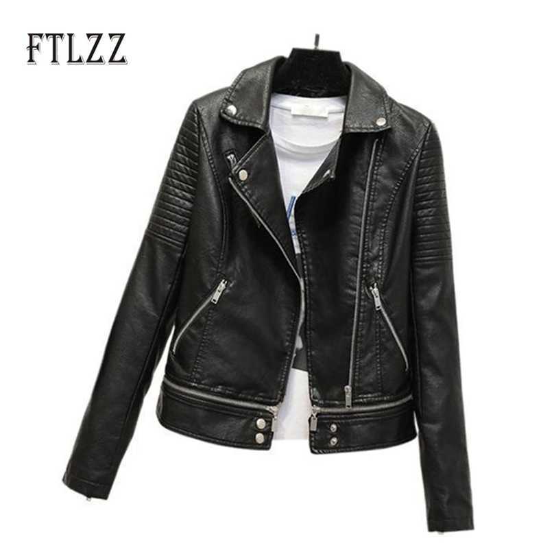 Women streetwear style faux leahter jacket autumn winter slim turndown collar biker coat ladies motorcycle PU outerwear 210525
Women streetwear style faux leahter jacket autumn winter slim turndown collar biker coat ladies motorcycle PU outerwear 210525