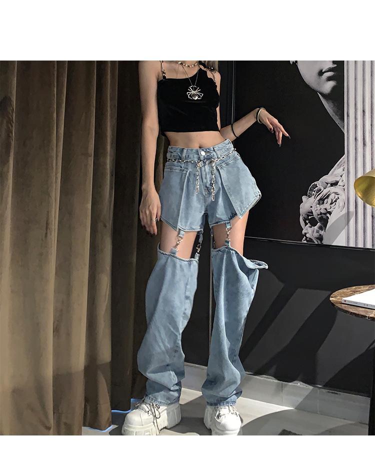 2011high street jeans women splice wide leg trousers hip-hop cotton loose retro chain removable cool girls womens denim pants new, Blue
2011high street jeans women splice wide leg trousers hip-hop cotton loose retro chain removable cool girls womens denim pants new, Blue