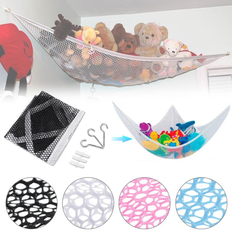 

Kids' Toy Storage Hammock Net Large Mesh Organizer Holder Baby Stuffed Animals Creative Hanging Bag Boxes & Bins, White