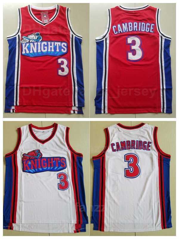 Men Los Angeles Knights 3 Cambridge Moive Basketball Jersey 2002 Cinema Like Mike Hollywood University Red White Team Away Color All Stitching Sp