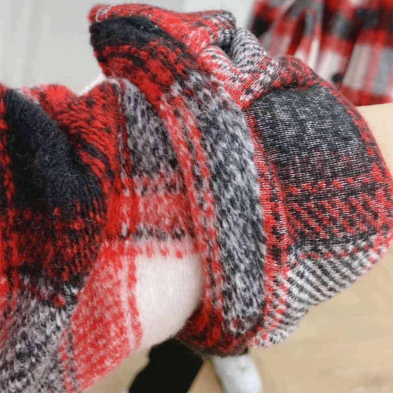 Vintage Woman Red Loose Plaid Woolen Coats Autumn Winter Fashion Ladies Warm Pocket Female Casual Oversized Jackets 210515