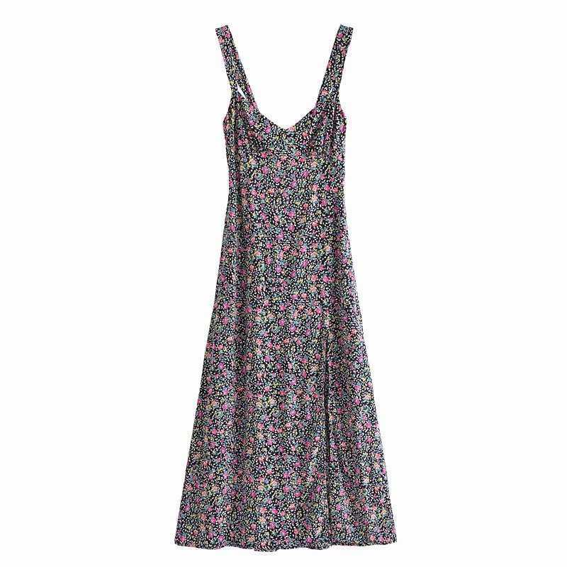 Summer Vintage Floral Printed Dress Women Thin Straps Smocked Back Side Vents Maxi Dresses Casual Woman Robe femme 210709
Summer Vintage Floral Printed Dress Women Thin Straps Smocked Back Side Vents Maxi Dresses Casual Woman Robe femme 210709