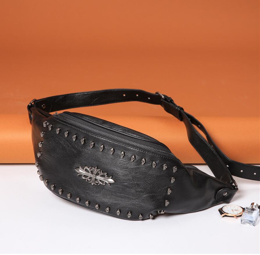 Factory wholesale men handbag rivet mens and women chest bag outdoor leather casual messenger bags personality rivets punk backpack riding, Black
Factory wholesale men handbag rivet mens and women chest bag outdoor leather casual messenger bags personality rivets punk backpack riding, Black
