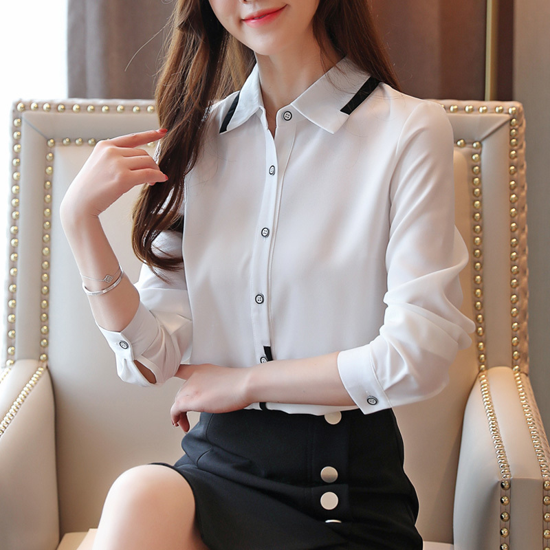 blouses woman ladies tops and camisa mujer manga larga blusa feminina long sleeve chiffon office shirts 6953 50 210427