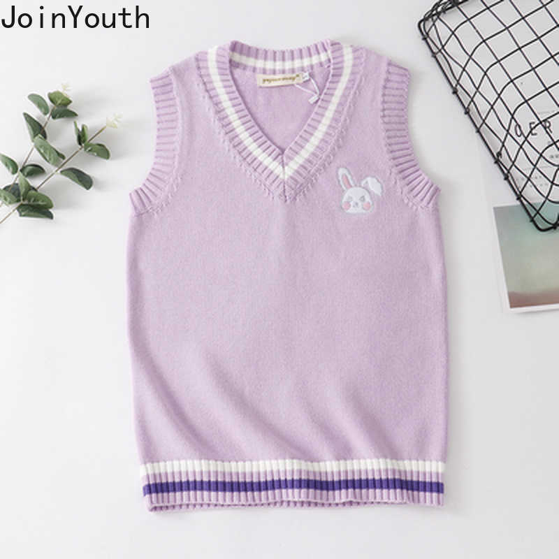 Joinyouth Japanese Sweaters Vest Women Embroidery Cartoon Knit Pullovers Tank Casual Waistcoat Top Female Korean Fashion Sweater 210918