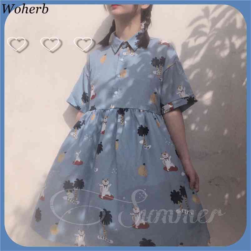 Lolita Dress Women Harajuku Kawaii Cartoon Print Female Japanese Cute es and Blouse Girls Vestidos 210519