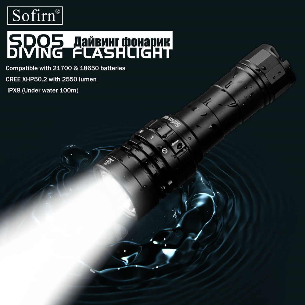 Sofirn New SD05 Scuba Dive LED Flashlight Diving Light Cree XHP50.2 Super Bright 3000lm 21700 Lamp with Magnetic Switch 3 Modes 210322
Sofirn New SD05 Scuba Dive LED Flashlight Diving Light Cree XHP50.2 Super Bright 3000lm 21700 Lamp with Magnetic Switch 3 Modes 210322