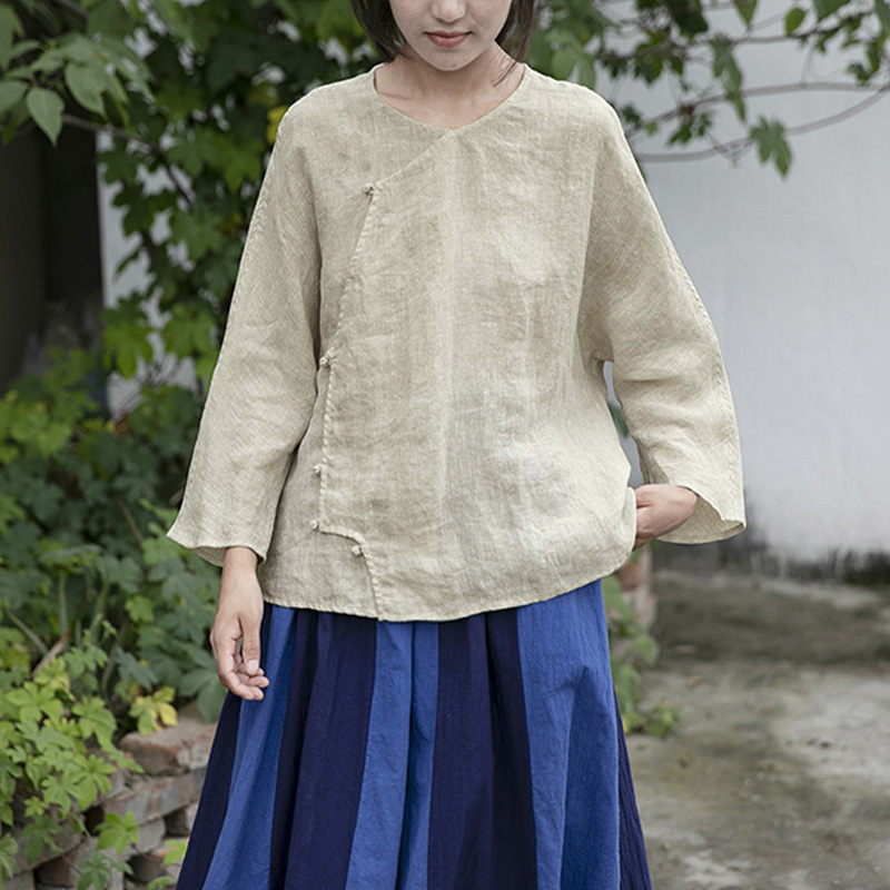 Johnature Chinese Style Linen Shirts For Women O-Neck Nine Sleeve Button Autumn Female Loose Button Shirts And Tops 210521, Beige
Johnature Chinese Style Linen Shirts For Women O-Neck Nine Sleeve Button Autumn Female Loose Button Shirts And Tops 210521, Beige