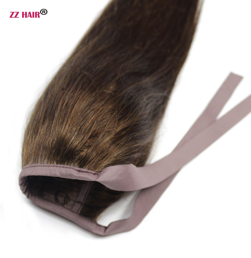 16"-24" Ribbon Ponytail Horsetail 60g-80g Clips in/on 100% Brazilian Remy Human hair Extension Natural Straight