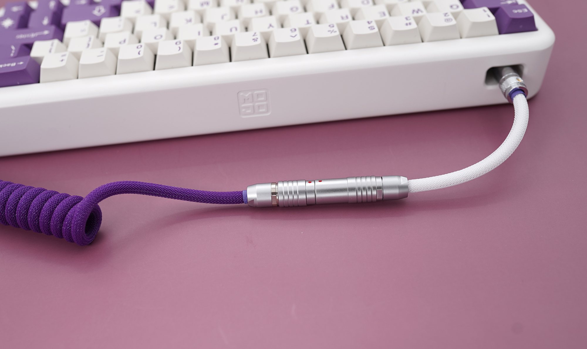 GeekCable Handmade Mechanical Keyboard Data Cable For GMK Theme SP Keycap Theme Line Purple Milk Colorway Multiple Plug Type