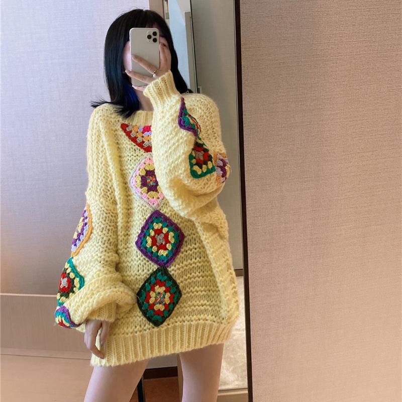 Women' Sweaters Female Sweater Fall Winter Yellow Oversized 2021 Argyle Embroidery Loose Pullover Jumper Tops, 15443
Women' Sweaters Female Sweater Fall Winter Yellow Oversized 2021 Argyle Embroidery Loose Pullover Jumper Tops, 15443