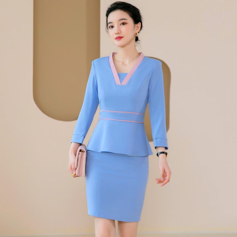 Two Piece Dress Fashion Women Skirt Suits Pink Blazer And Jacket Sets Ladies Work Business Office Uniform StylesTwo