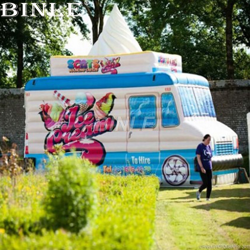 Customized mobile portable giant inflatable ice cream truck stand pop up car tent for advertising