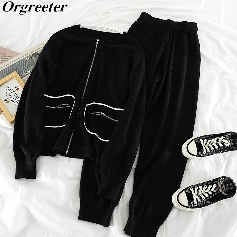 Spring Fall Casual Fashion Knitted Suit O-neck Cardigan Jacket Top Design Zipper Pocket Sweater Haren Pants 2 PIece Sets 210525, White
Spring Fall Casual Fashion Knitted Suit O-neck Cardigan Jacket Top Design Zipper Pocket Sweater Haren Pants 2 PIece Sets 210525, White