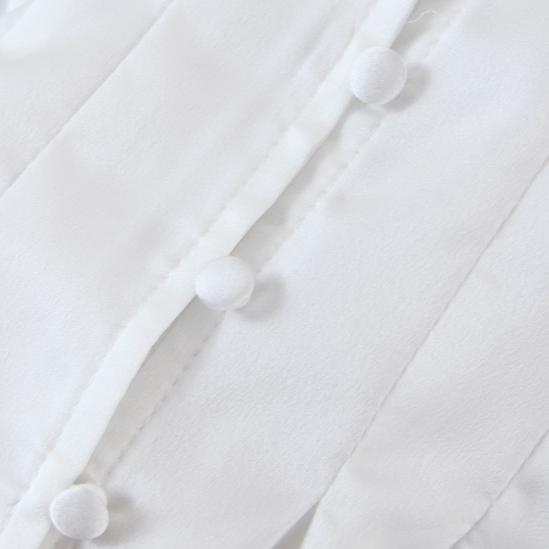 Retro Splice Lace Deep V neck Puff Sleeve Shirt French White color Single-breasted Ruched Slim Waist Short Women Blouse Tops 210429