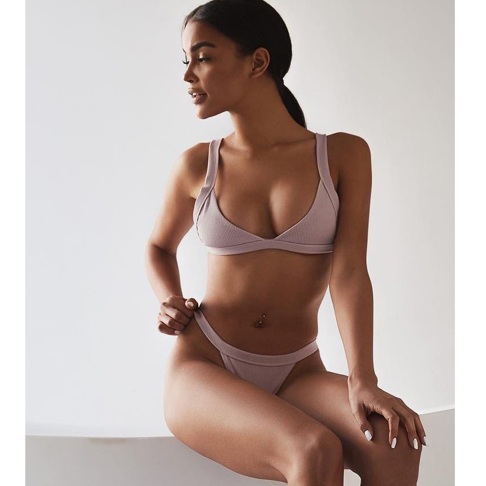 Solid Sexy Women Micro Bikini Push Up Swimsuit High Cut Swimwear Brazilian Tanga Biquini Femenino Bathing Suit Beachwear Thong 210520