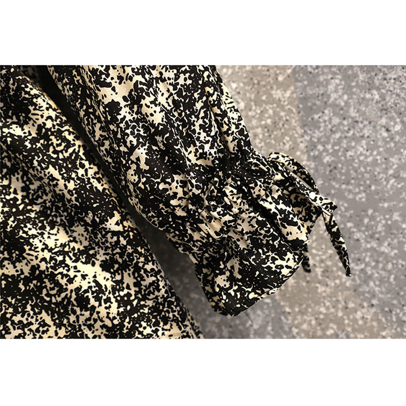 Spring Long Sleeve Chiffon Floral Dress Women Large Size 4XL Medium Length Loose Women's Femme Robe 12933 210427