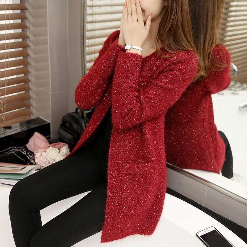 Autumn Winter Long Cardigan Women korean sweaters fashion Crochet Female Knitted Tops pull femme hiver 210604