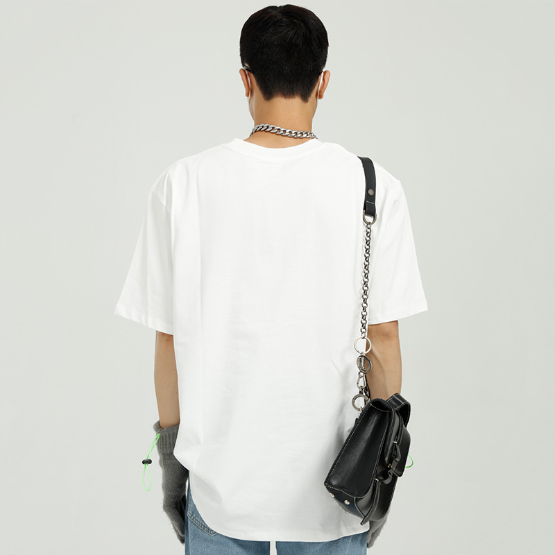 IEFB Summer Letter Printed Short Sleeve White T-shirt Men's Simple Loose Black Causal Round Collar Tee Top 9Y7337 210524