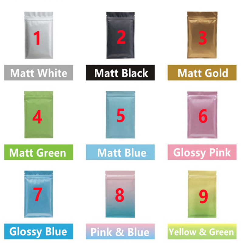 Colorful Aluminum Foil Zip Lock Storage Bag Flat Resealable Food Meat Cereals Coffee Powder Snack Xmas Wedding Sugar Nuts Gifts Heat Sealing Packaging