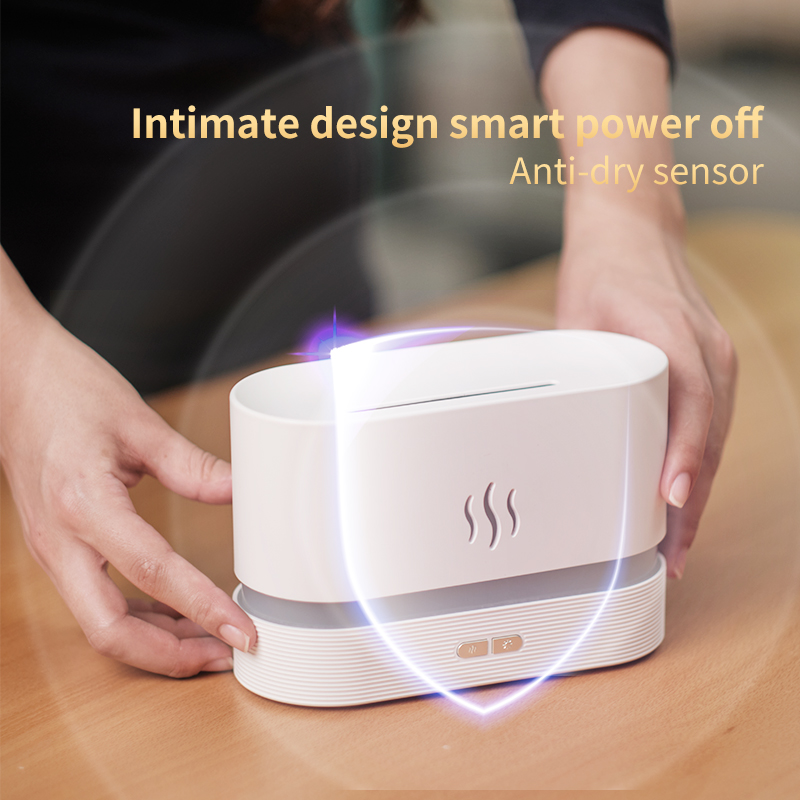 3D Simulation Flame Humidifier 180ml USB Aromatherapy Diffuser Room Fragrance Desktop for Home Office Auto Shut-Off