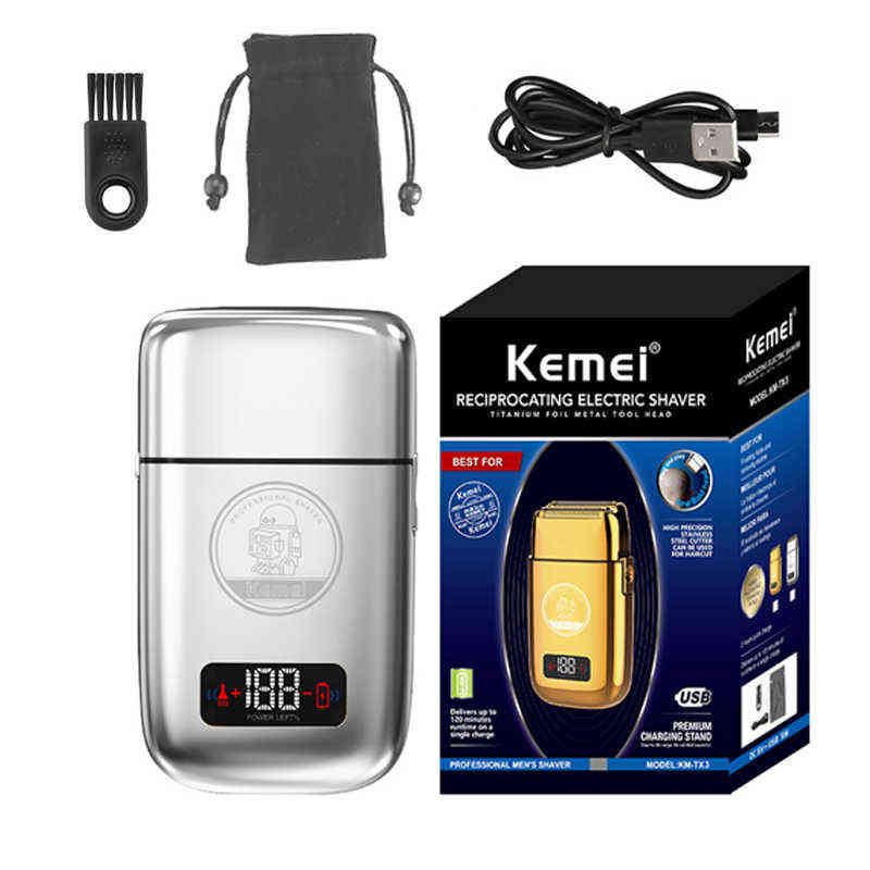 Original kemei metal 5-speed electric shaver for hair beard rechargeable bald shaving machine for men fade finishing tool Shaper 220112