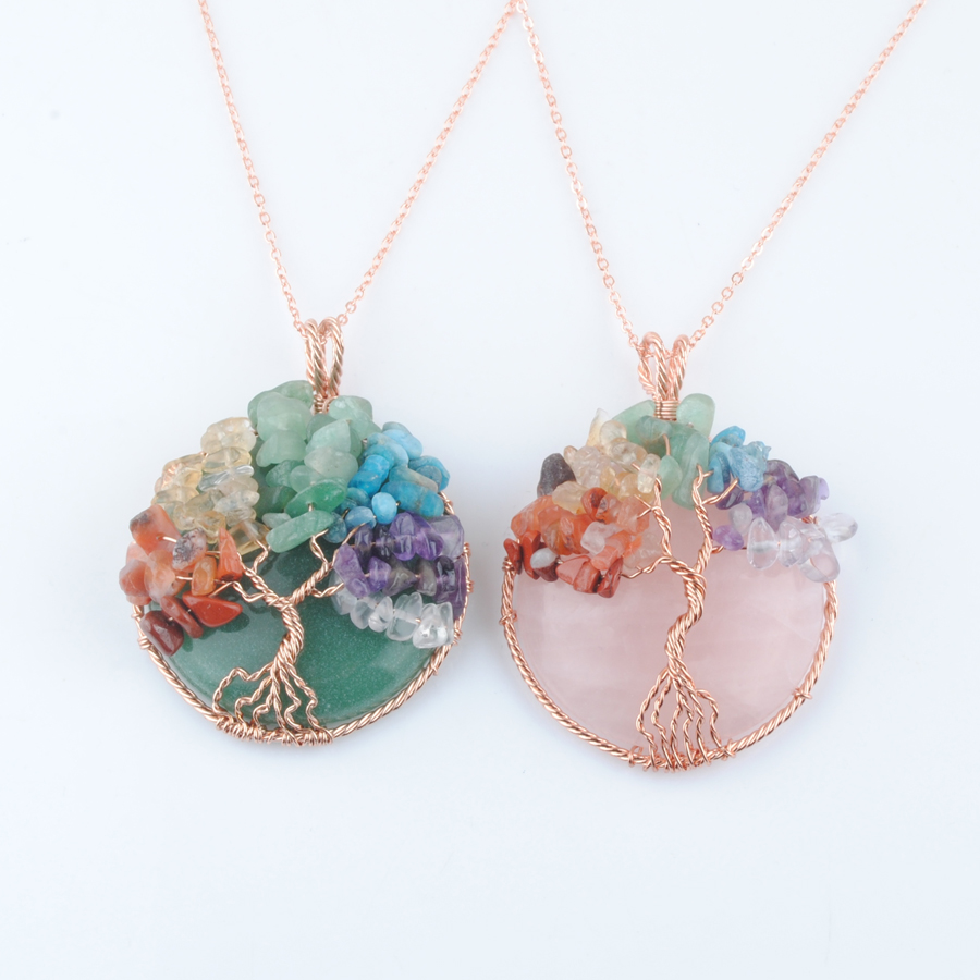 Natural Stone Tree of Life Pendant & Necklace Cabochon Rose Quartz Aventurine Rose Gold Color Wire Wrap Chip Bead Wisdom Trees Healing Chain 45cm DBN448
Natural Stone Tree of Life Pendant & Necklace Cabochon Rose Quartz Aventurine Rose Gold Color Wire Wrap Chip Bead Wisdom Trees Healing Chain 45cm DBN448