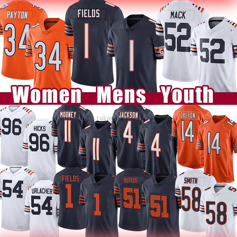 1 Justin Fields Khalil Mack Jersey Walter Payton Eddie Jackson David Montgomery Darnell Mooney Akiem Hicks Chicagos Andy Dalton Bear Roquan