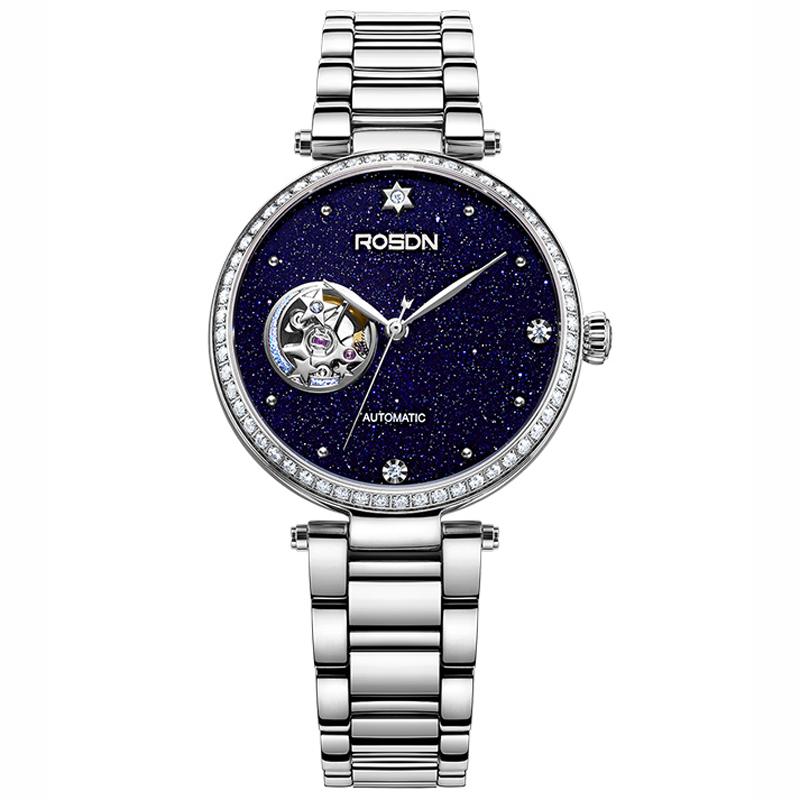 Wristwatches ROSDN Women's Watches Improt Automatic Mechanical Diamond Double Skeleton Sapphire 50M Waterproor Clock R2645, Sliver
Wristwatches ROSDN Women's Watches Improt Automatic Mechanical Diamond Double Skeleton Sapphire 50M Waterproor Clock R2645, Sliver