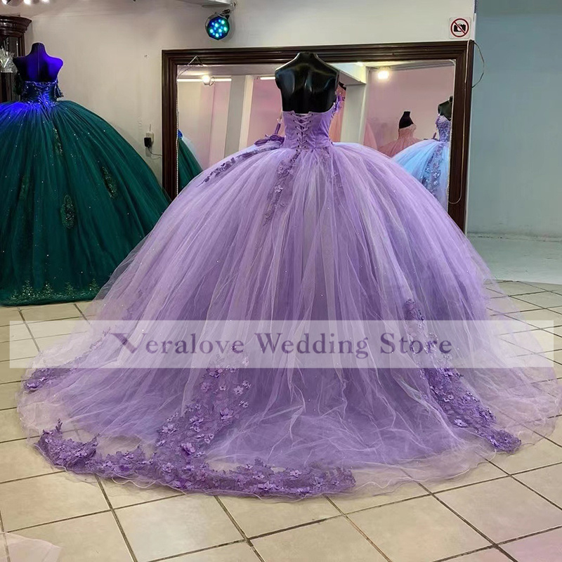 Light Purple Quinceanera Dresses Masquerade Puffy Ball Gown Prom Dresses With Warp Sweet 16 vestidos de 15 anos