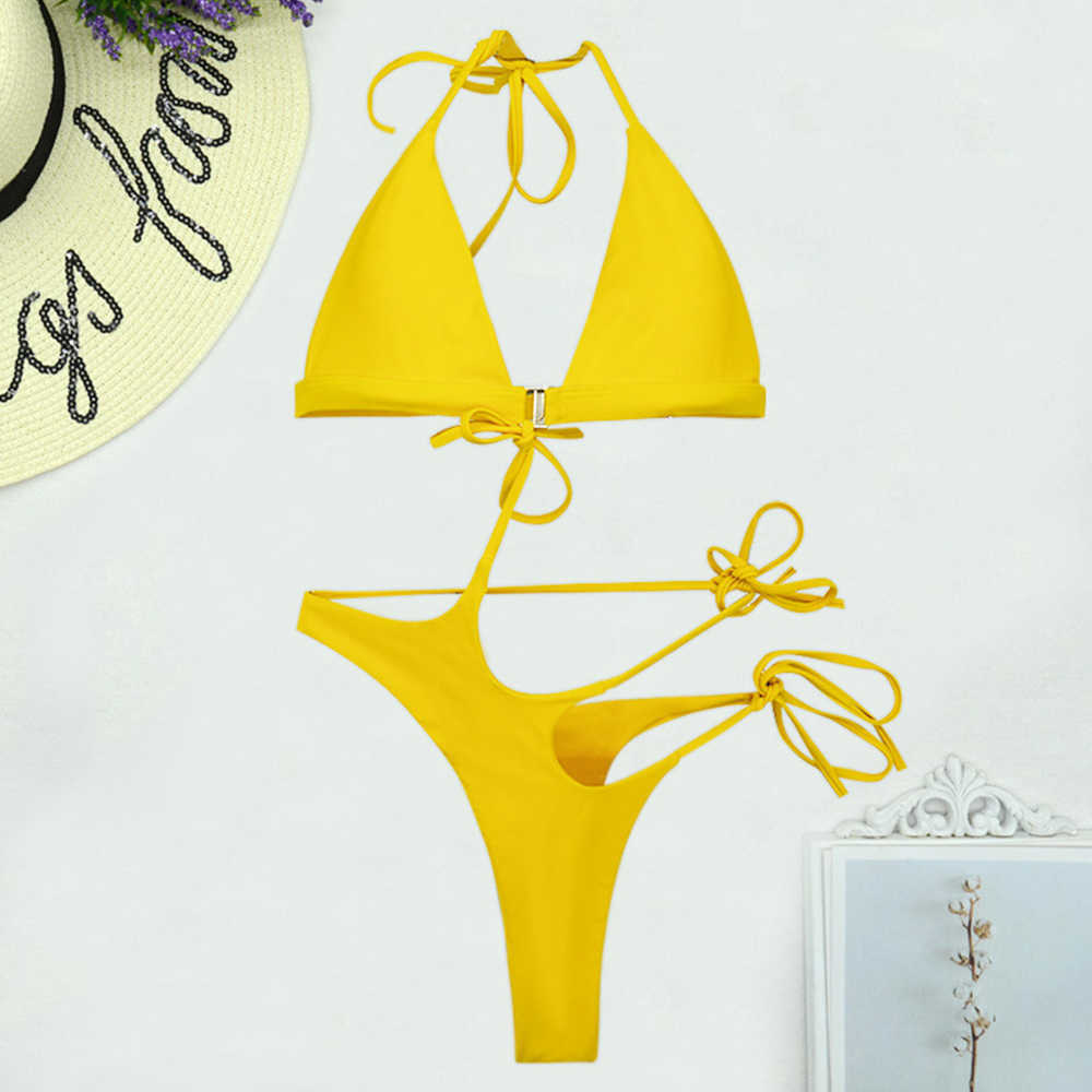 Sexy Hollow Out Swimwear Women Swimsuit Bandage Backless Bathing Suits Summer Beach Wear Monokini XL 210625