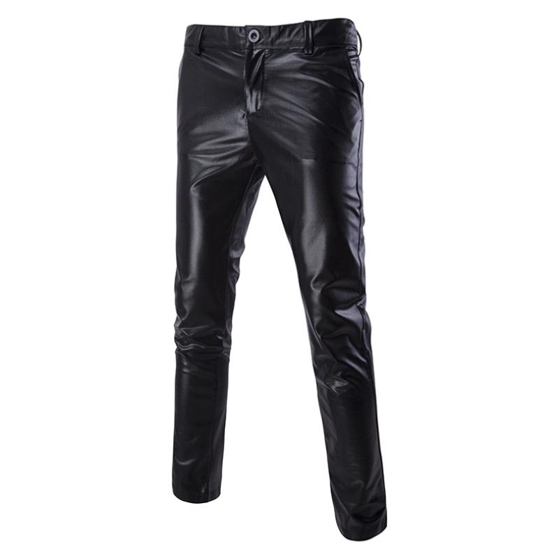 Men's Pants Arrival Gold And Silver Black Shiny Gothic Rock PU Leather Men Zipper Stage Performance Singers Dance Trousers M-2XL