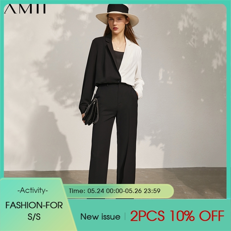Minimalism Summer Fashion Shirt For Women Offical Lady Vneck Patchwork Loose Women's Tops Pants 12130104 210527
Minimalism Summer Fashion Shirt For Women Offical Lady Vneck Patchwork Loose Women's Tops Pants 12130104 210527