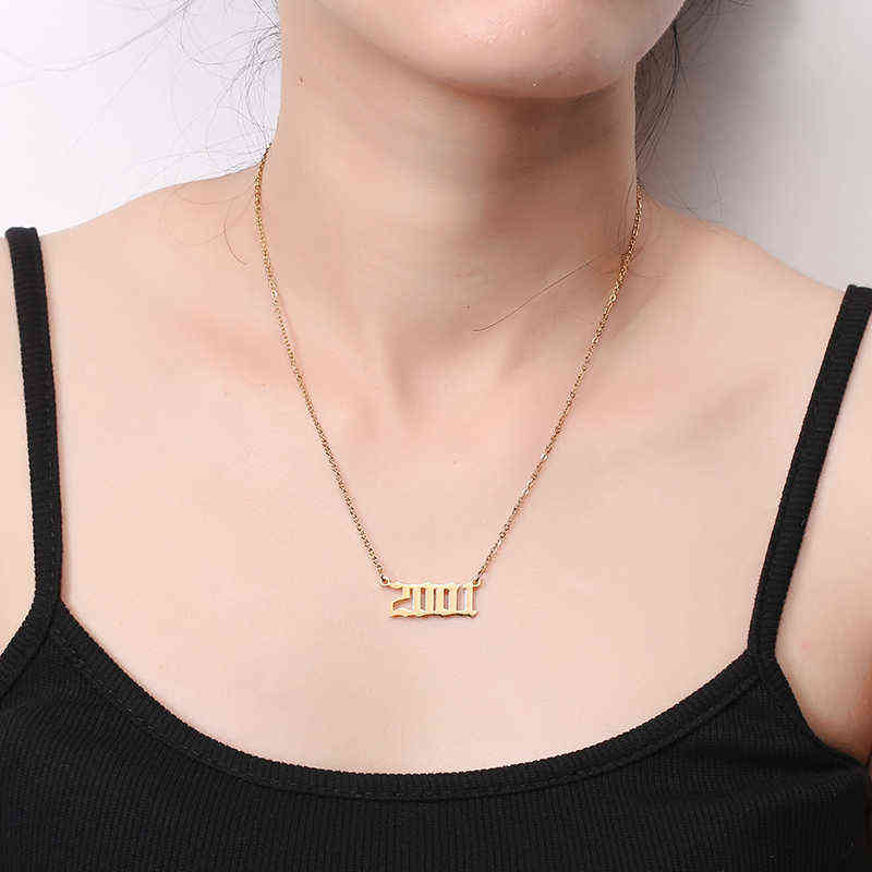 The 1990039s Women Birthday Necklace Number Year 1990 1991 1992 1993 1994 1995 1996 1998 1999 Gold Vintage Necklace Gift Y12043103