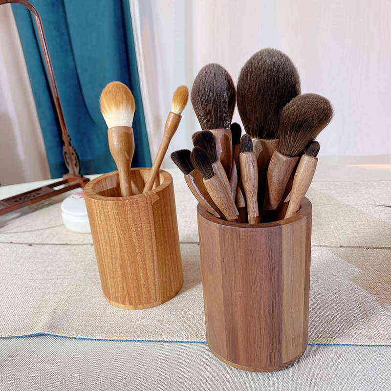 Black Walnut Makeup Brushes Set High Quality Cosmetic Powder Blush Foundation Eye Shadow Smudge Make Up Brush Beauty Tools 211119