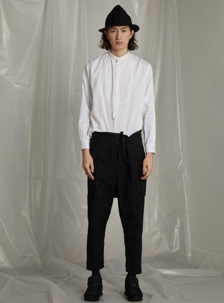 S-6XL 2021 Men's Clothing Hair Stylist Fashion Original Street Model Asymmetric Hem Stand Collar Shirt Plus Size Costumes Casual Shirts