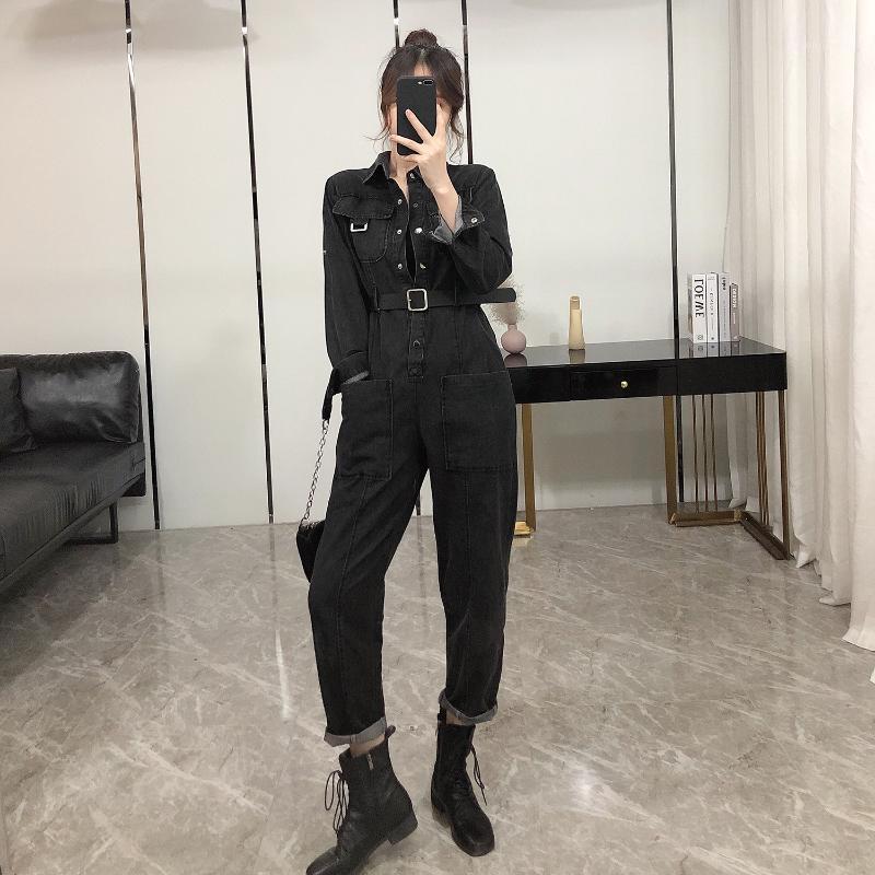 Women's Jumpsuits & Rompers Autumn 2021 Fashion Street Trend Tooling Denim Jumpsuit Big Pockets Long Sleeve Cargos Trousers, Black jumpsuit
Women's Jumpsuits & Rompers Autumn 2021 Fashion Street Trend Tooling Denim Jumpsuit Big Pockets Long Sleeve Cargos Trousers, Black jumpsuit