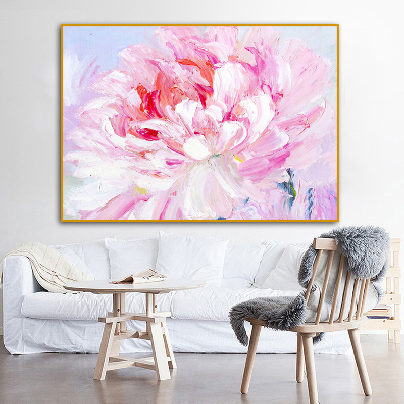 Pink Flower Posters And Prints Abstract Canvas Painting Wall Art For Living Room Decorative Pictures Frameless