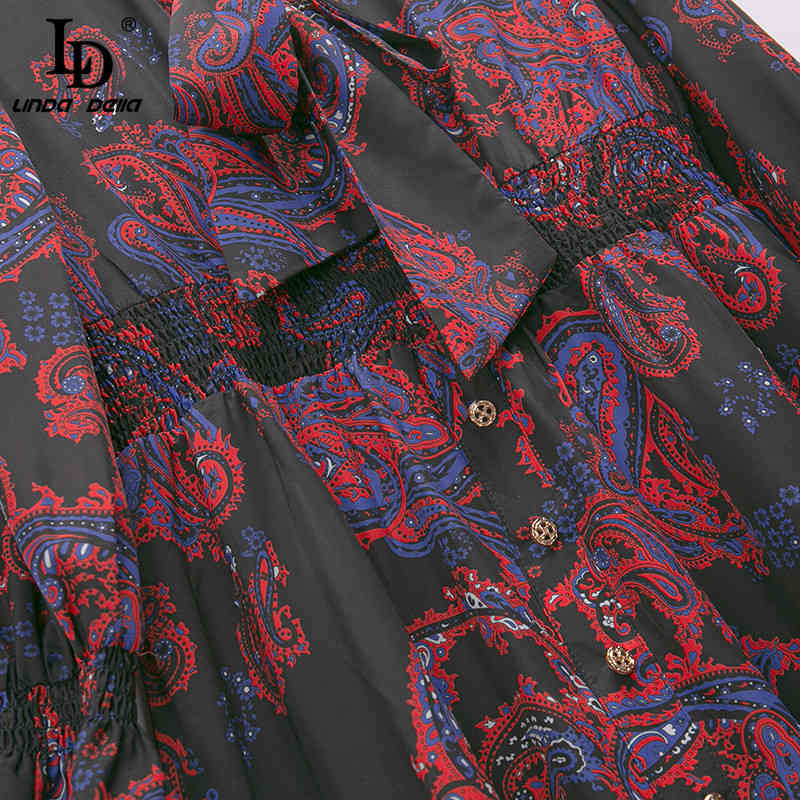 Fashion Runway Designer Summer Party Dress Women Flare Sleeve Elastic waist Floral print Vintage Midi 210522