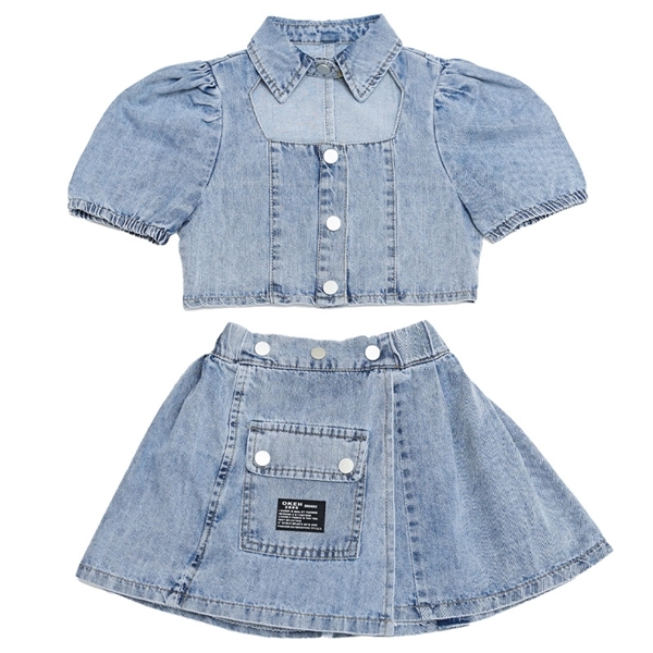 High Quality Clothes Sets 2pcs 6M-5Y Kids Baby Girls Summer Denim Hole Collar Puff Sleeve Tops+letter Skirts Toddler Costume Y0705, White 
High Quality Clothes Sets 2pcs 6M-5Y Kids Baby Girls Summer Denim Hole Collar Puff Sleeve Tops+letter Skirts Toddler Costume Y0705, White