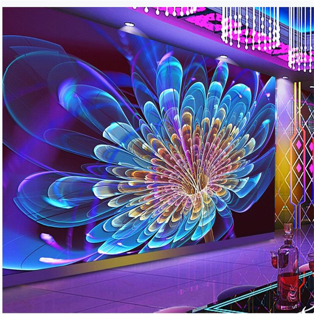 Blue flower wallpapers fractal bar front KTV background wall 3d stereoscopic wallpaper