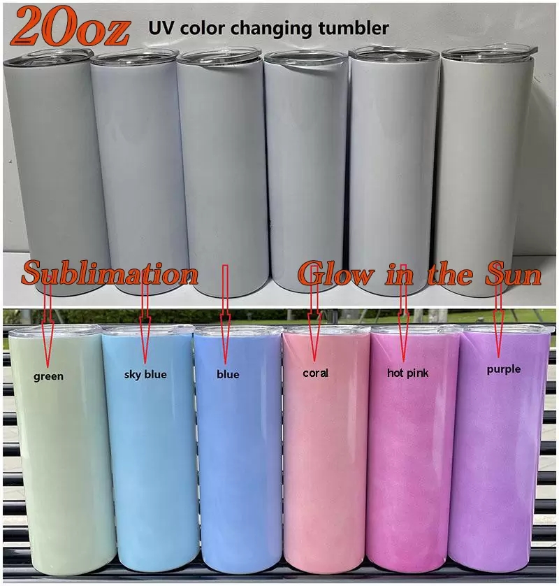 20oz sublimation straight tumbler glow in the dark and UV color changing tumblers 2-layer vaccum insulated coffe mug by sea, 6 colors can be choosen
20oz sublimation straight tumbler glow in the dark and UV color changing tumblers 2-layer vaccum insulated coffe mug by sea, 6 colors can be choosen