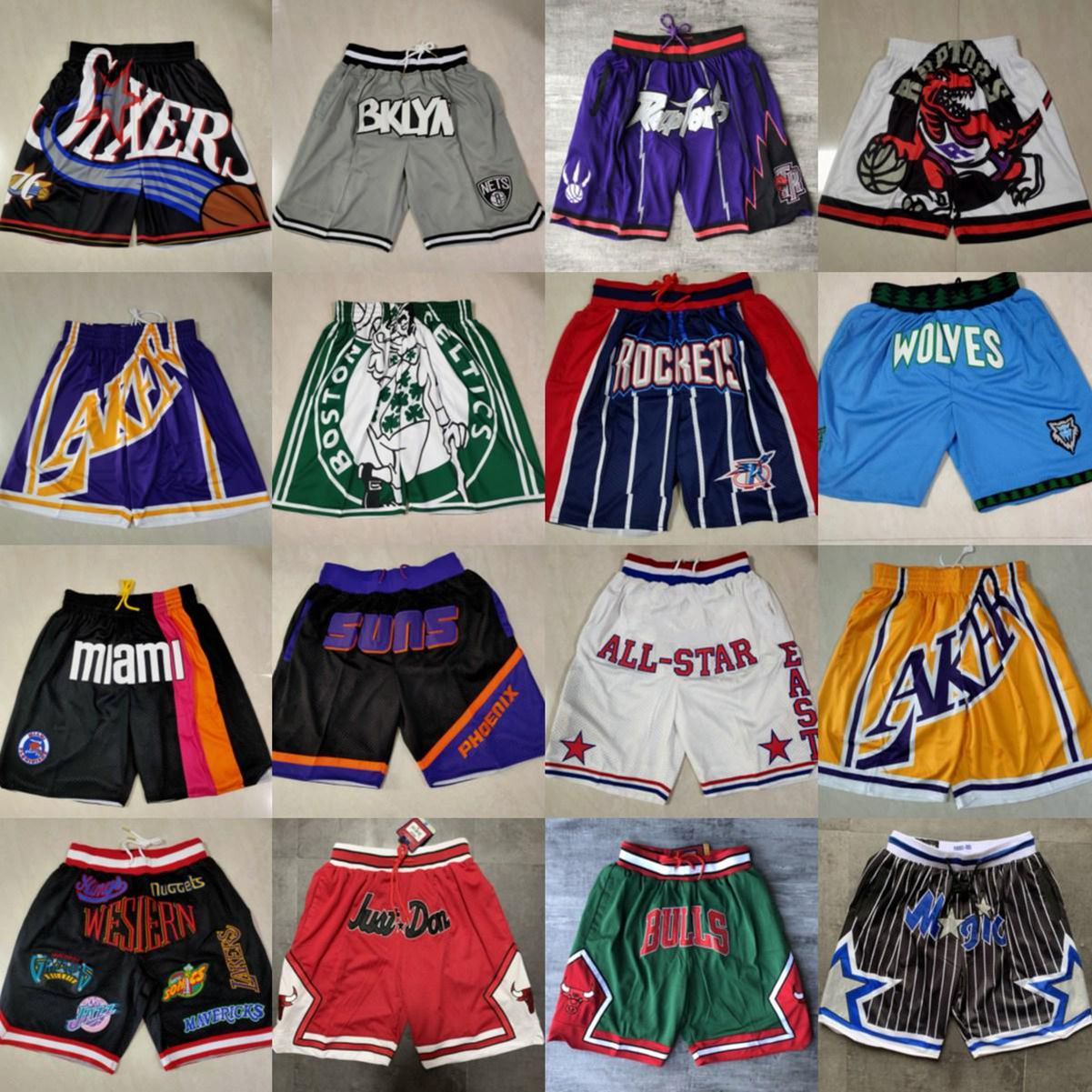 Men Team Basketball Shorts Just Don Sport Wear Short Pant With Pocket Zipper Sweatpants Hip Pop Blue White Black Red Purple Stitched Good Qu 01