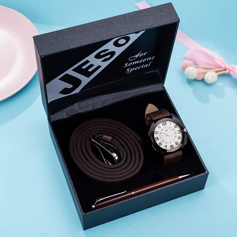 Wristwatches Man Watch Gift Set Leather Belt Ballpoint Pen Mens Watches Luxury Quartz Wrist Sets For Boyfriend Father's Gifts With Box, Brown set 1
Wristwatches Man Watch Gift Set Leather Belt Ballpoint Pen Mens Watches Luxury Quartz Wrist Sets For Boyfriend Father's Gifts With Box, Brown set 1