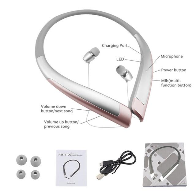 & MP4 Players HBS-1100 Stereo Bluetooth Headset Binaural Hands-free Fashion Mini Wireless Universal