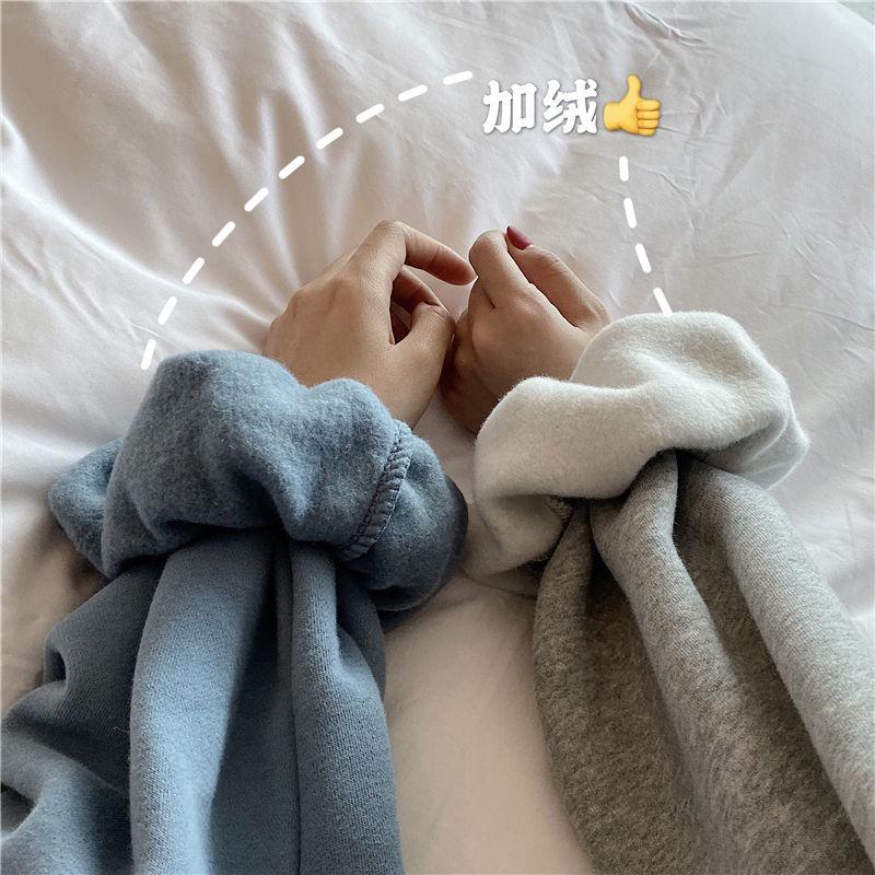 Women Simple Sweatshirt Hooded Velvet Chic Loose Oversize Streetwear 6 Colors Plus Size Casual Harajuku Korean Style Hoodies Women's & Sweat