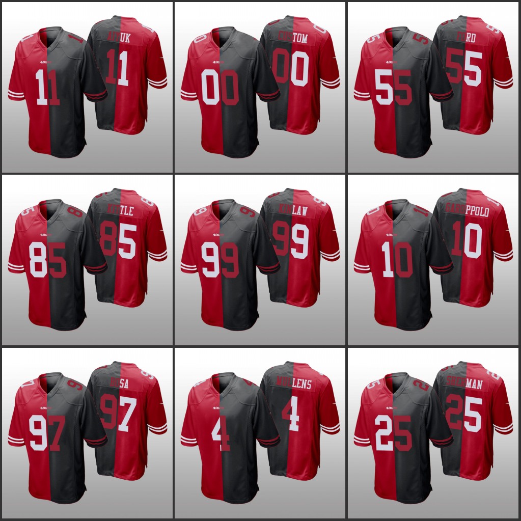 San Francisco49ersMen Women Youth #11 Brandon Aiyuk 85 George Kittle 97 Nick Bosa 55 Dee Ford Custom Red Black Jersey
San Francisco49ersMen Women Youth #11 Brandon Aiyuk 85 George Kittle 97 Nick Bosa 55 Dee Ford Custom Red Black Jersey