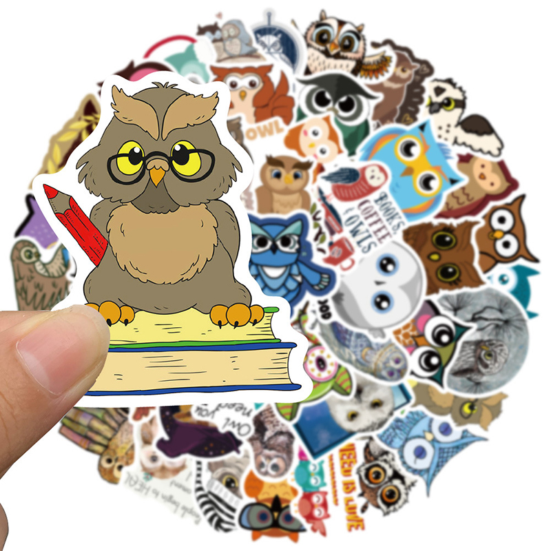 Update New Notebook Cartoon Owls Stickers Cute Animal Series Wers DIY Graffiti Decals For Car Lage Motorcycle Ipad Phone Scooter Games Skateboard Guit